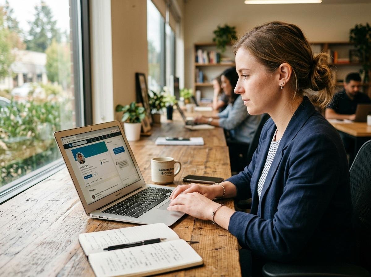 Vendedora fazendo prospecção de clientes no LinkedIn