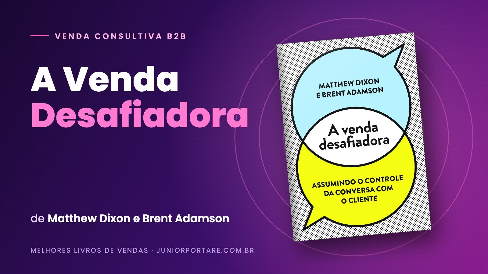 Capa do livro A Venda Desafiadora, de Matthew Dixon e Brent Adamson, em destaque sobre fundo roxo