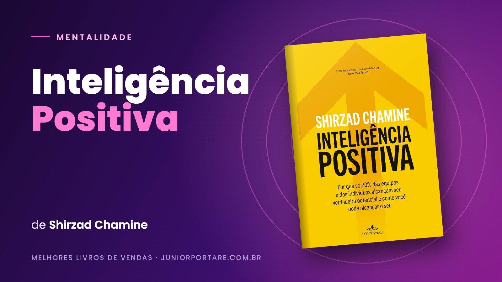 Capa do livro Inteligência Positiva, de Shirzad Chamine, em destaque sobre fundo roxo