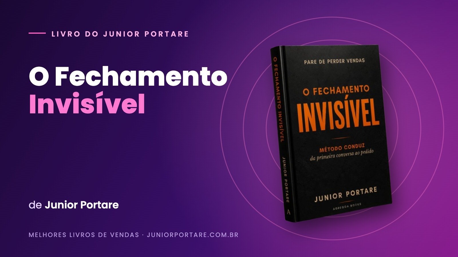Capa do livro O Fechamento Invisível, de Junior Portare, em destaque sobre fundo roxo