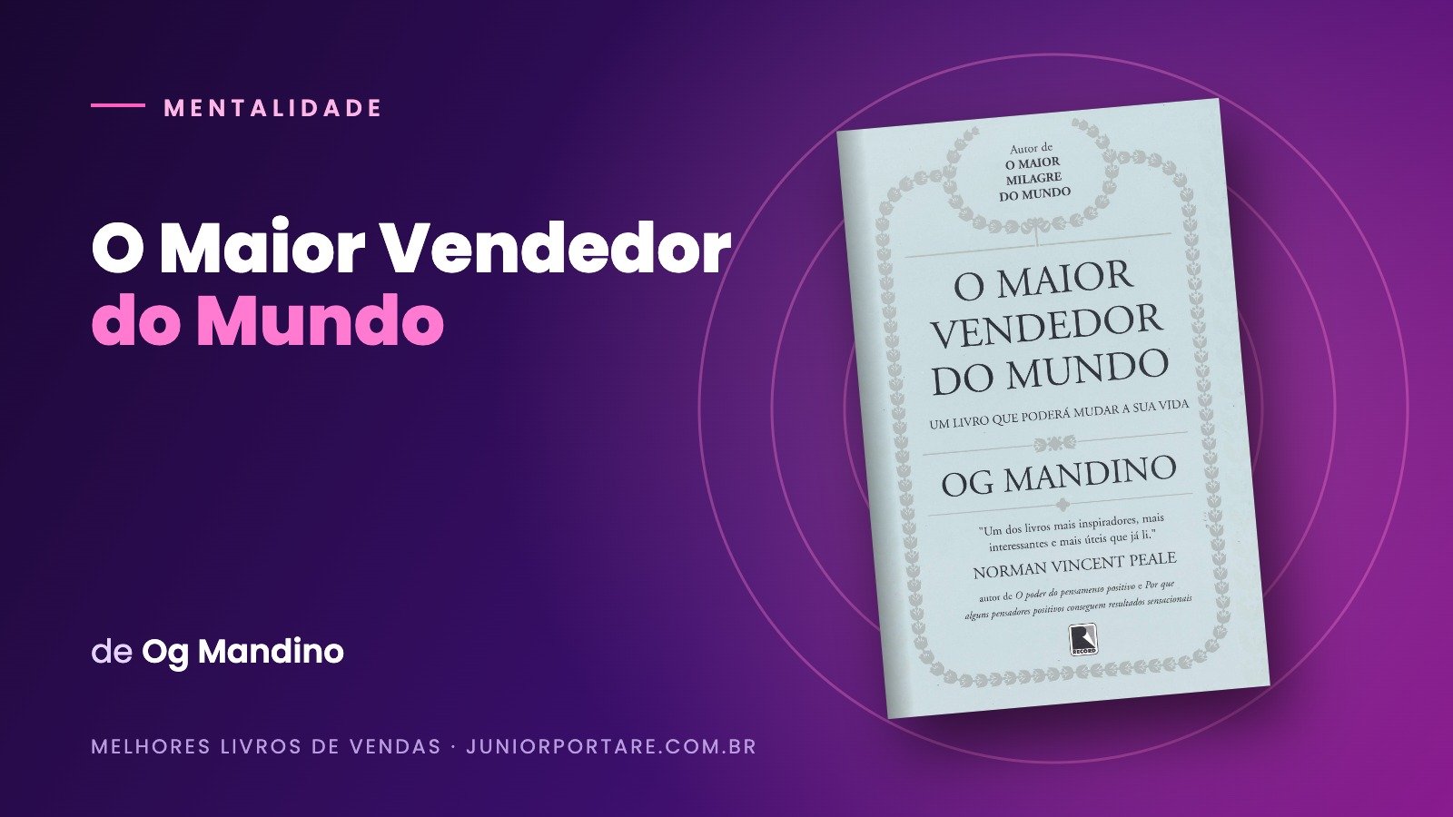 Capa do livro O Maior Vendedor do Mundo, de Og Mandino, em destaque sobre fundo roxo