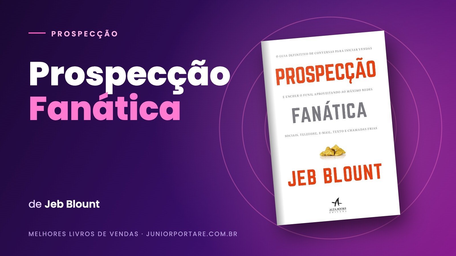 Capa do livro Prospecção Fanática, de Jeb Blount, em destaque sobre fundo roxo