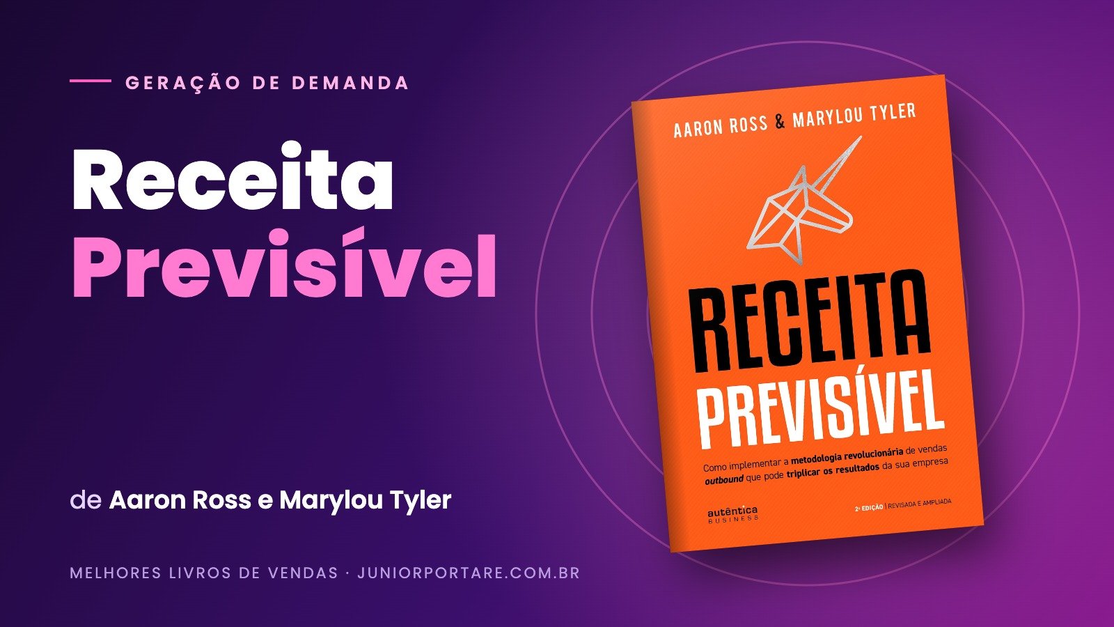 Capa do livro Receita Previsível, de Aaron Ross e Marylou Tyler, em destaque sobre fundo roxo